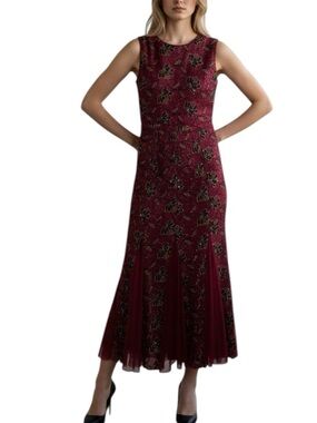 candalite dress burgundy | Dresses | Candalite Womens Red Lace Maxi Sleeveless Vneck Size Large Nwt Size:Custom Sizing Made in Italy. us-size-18 Encore Beach Club –
